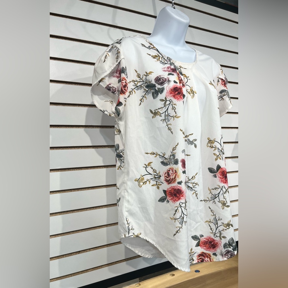 White floral blouse size large - Picture 3 of 6
